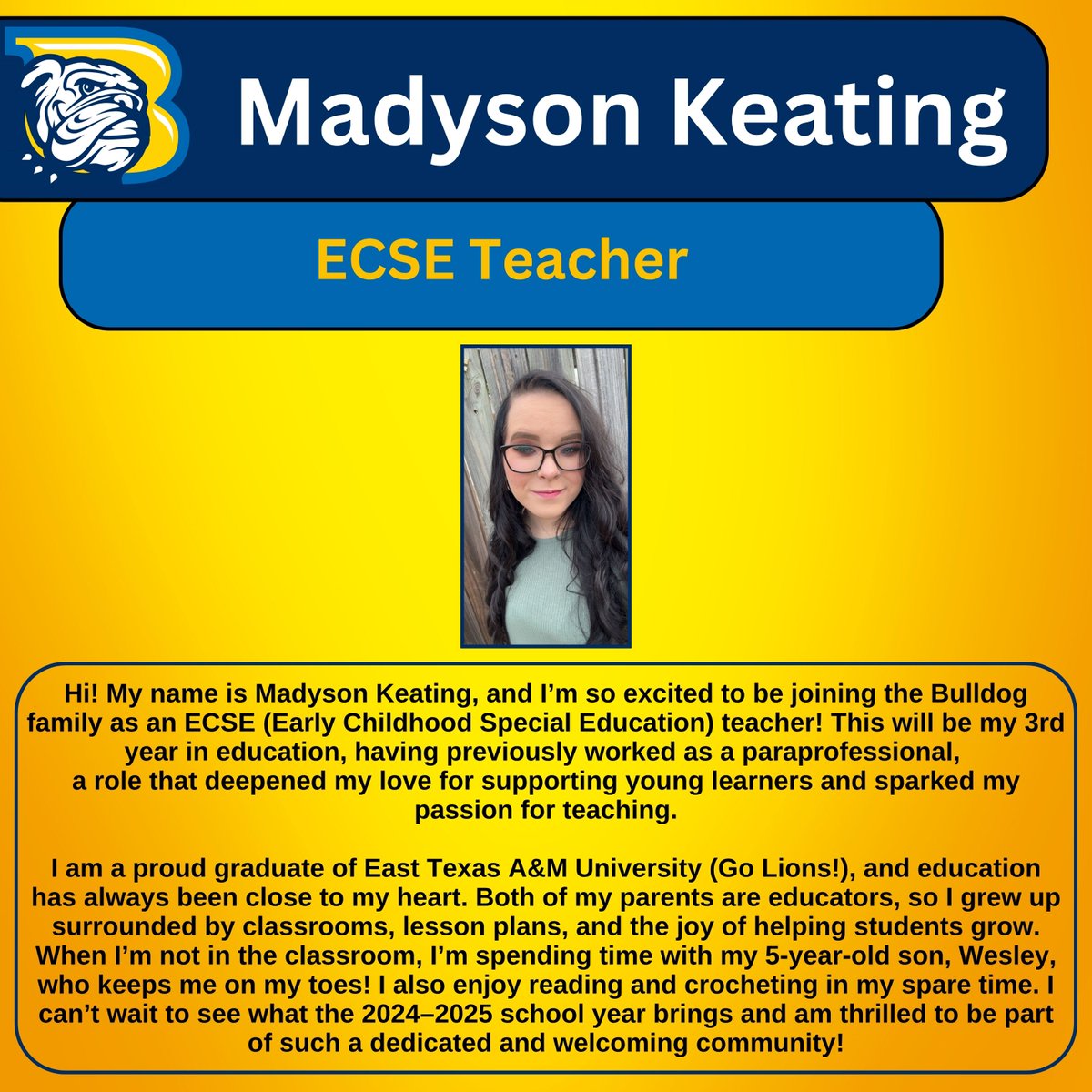Back_Bulldogs's tweet photo. Welcome to Ms. Keating, ECSE Teacher, and Ms. James, 3rd Grade Teacher! https://t.co/PPWaeumeYi