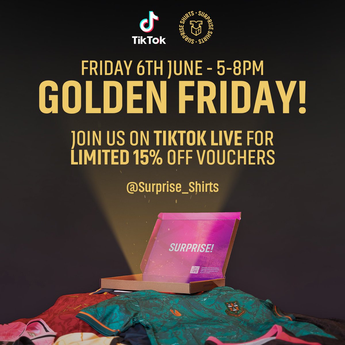 You all loved the last one. 👀

Join us LIVE on TikTok tomorrow for three hours, from 5-8pm!

It’s GOLDEN FRIDAY &amp; we’ve got limited, exclusive 15% off vouchers up for grabs. 🎟️

Sign up for the event here! 👇
tiktok.com/live/event/751…