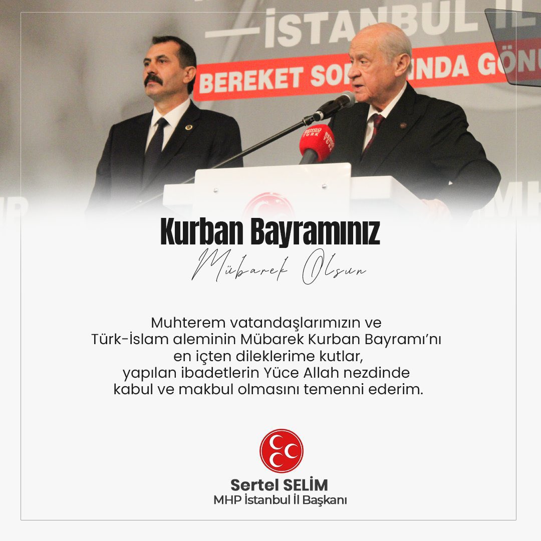 Muhterem vatandaşlarımızın ve Türk-İslam aleminin Mübarek Kurban Bayramı'nı en içten dileklerimizle kutlar, yapılan ibadetlerin Yüce Allah nezdinde kabul ve makbul olmasını temenni ederiz.
 #KurbanBayramı