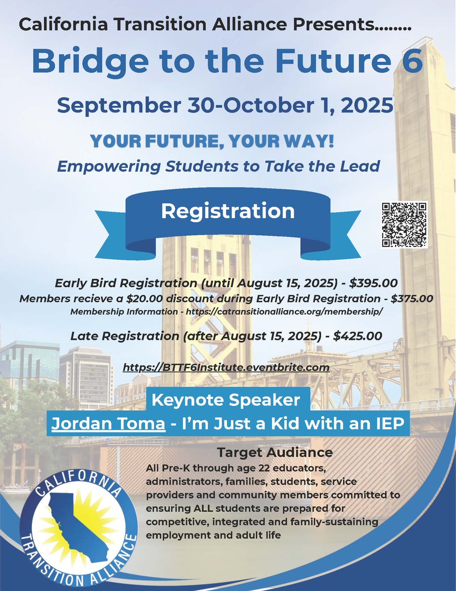 California Transition Alliance (@cata_transition) on Twitter photo REGISTER TODAY for the <a href="/CATA_Alliance/">CATransitionAlliance</a> Secondary Transition Institute - It is the largest secondary transition conference for educators, VR and DDDS professionals, families and most importantly Students with Disabilities!
REGISTER 👉shorturl.at/fNm4s
<a href="/CADeptEd/">CA Department of Education</a> <a href="/WeAreCTA/">California Teachers Association</a> REGISTER TODAY for the <a href="/CATA_Alliance/">CATransitionAlliance</a> Secondary Transition Institute - It is the largest secondary transition conference for educators, VR and DDDS professionals, families and most importantly Students with Disabilities!
REGISTER 👉shorturl.at/fNm4s
<a href="/CADeptEd/">CA Department of Education</a> <a href="/WeAreCTA/">California Teachers Association</a>