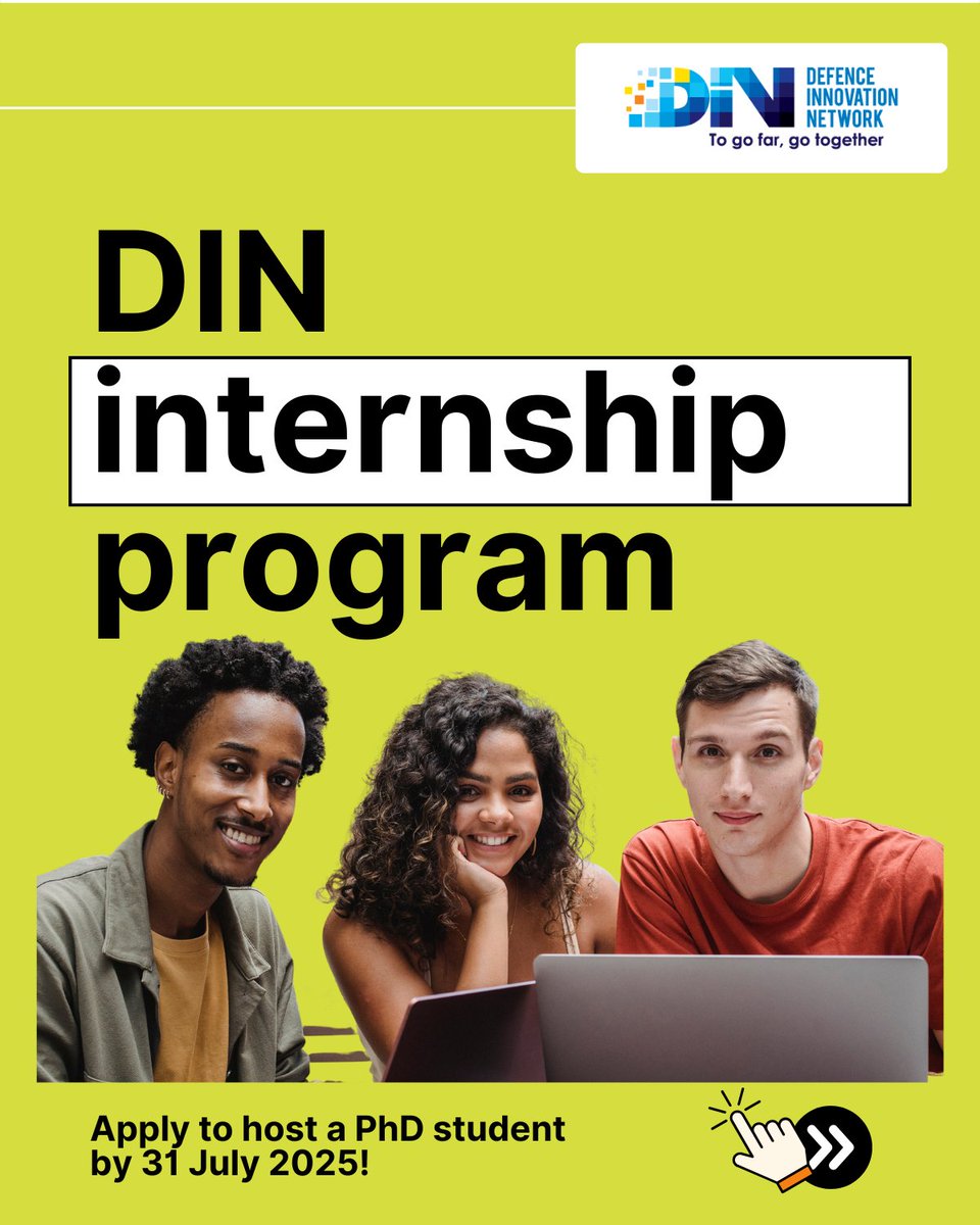 Defence Innovation Network (@din_nsw) on Twitter photo <a href="/DIN_NSW/">Defence Innovation Network</a> is inviting applications from industry and defence partners to host #PhD student interns through our DIN #Internship Program.
Applications are due on 31 July 2025.
defenceinnovationnetwork.com/project/intern… <a href="/DIN_NSW/">Defence Innovation Network</a> is inviting applications from industry and defence partners to host #PhD student interns through our DIN #Internship Program.
Applications are due on 31 July 2025.
defenceinnovationnetwork.com/project/intern…
