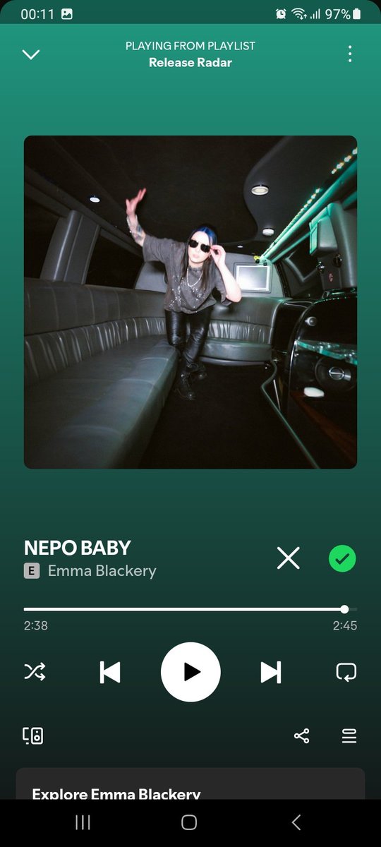 NKProductions2014 "Daniel" (@nkprod2014) on Twitter photo Checkout my release radar. Worth staying up for!! Can't wait to dance till my feet fall off to this tomorrow! This gunna sound great on my sound system!
Go listen to this it's fucking brilliant!!!!!!! <a href="/emmablackery/">Emma Blackery</a> knows how to make bangers. Checkout my release radar. Worth staying up for!! Can't wait to dance till my feet fall off to this tomorrow! This gunna sound great on my sound system!
Go listen to this it's fucking brilliant!!!!!!! <a href="/emmablackery/">Emma Blackery</a> knows how to make bangers.