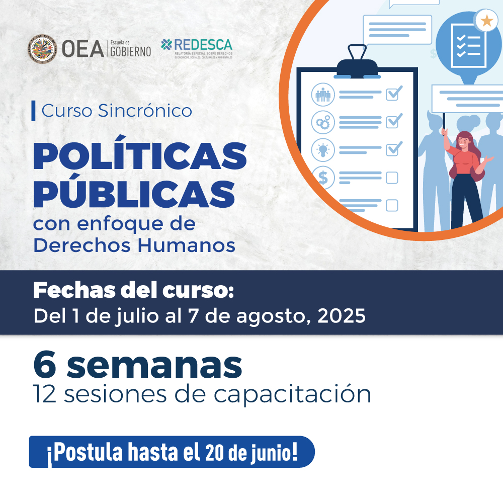 Aprende cómo el SIDH puede guiar el desarrollo de políticas más justas, sostenibles y democráticas.
👥Dirigido a:
✔️Funcionariado público
✔️Sociedad civil y líderes
✔️Comunidad académica y consultores/as
✔️Personas egresadas en áreas sociales o jurídicas
ℹ️oas.org/ext/es/princip…