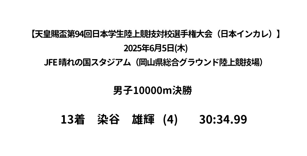 【天皇賜盃第94回日本学生陸上競技対校選手権大会】

6月5日(木)行われました大会について結果を報告いたします。

応援ありがとうございました！

#日本薬科大学陸上部
#前代未聞の逆転集団