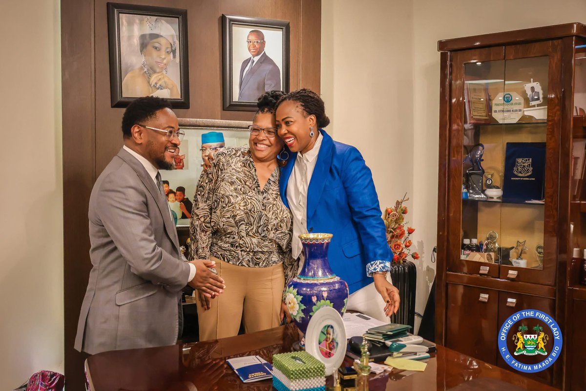 This afternoon, I had the honor of receiving Her Excellency Myriam Montrat, the High Commissioner of Canada to Sierra Leone, who paid a courtesy visit at my office in Goderich. Our engagement focused on strengthening the existing relationship between Canada and Sierra Leone.

I