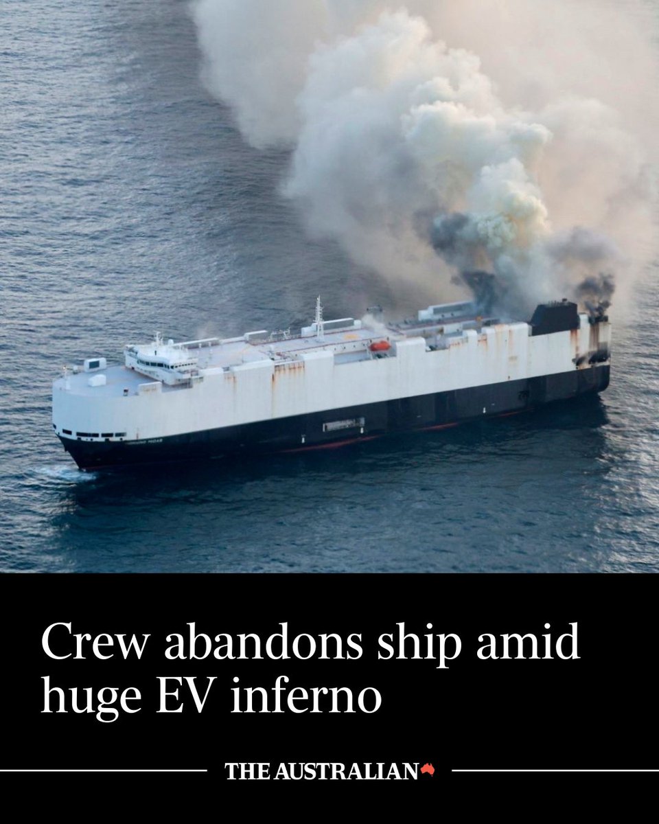 A cargo ship carrying around 3000 cars has been abandoned in the Pacific Ocean and left to burn: bit.ly/4jxQAYh