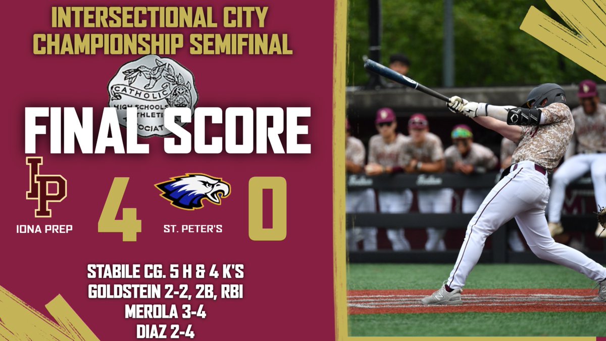 CHSAA Semifinal Final Score | Gaels 4, St. Peter's 0
Stabile - CG shutout
Next: Intersectional Tournament Championship Series
vs. Molloy
Game 1 | June 6 - 7:15 PM @ Fordham University
#GoGaels⚾️