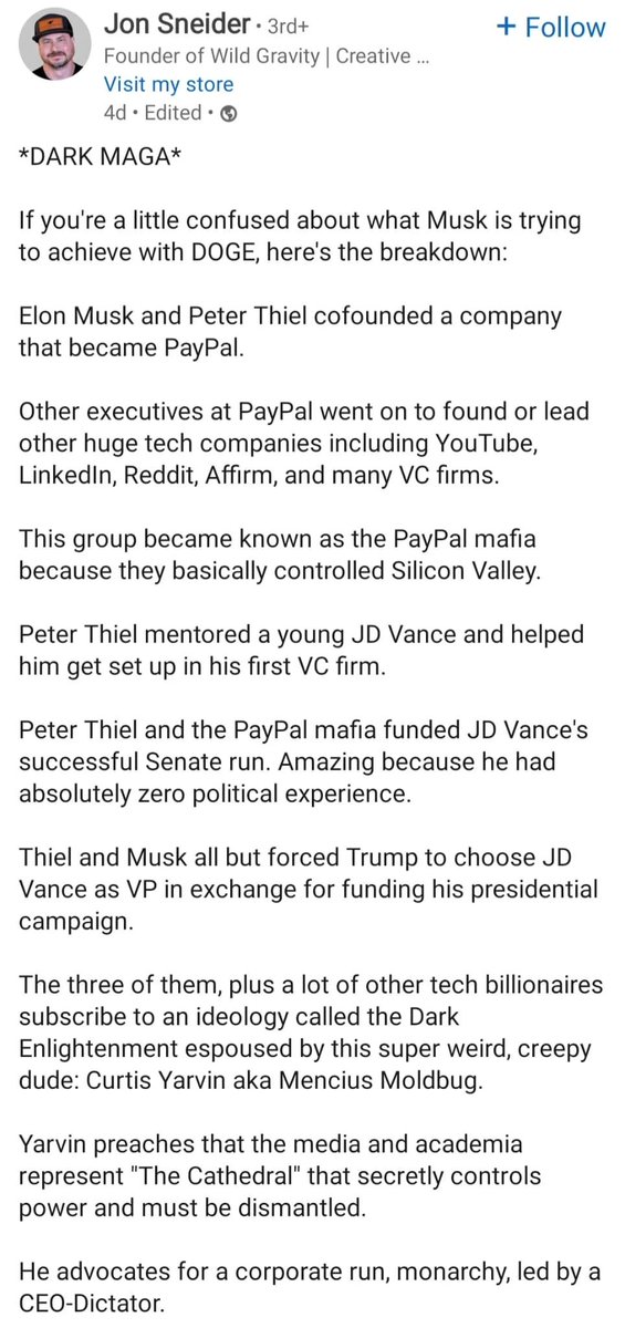 alluring_nyc's tweet image. Perfect summary of the #PayPalMafia
#DarkEnlightenment 
#PeterThiel
#NetworkState

&quot;Trump is their useful tool to be disposed of as soon as they can wrest control.&quot;