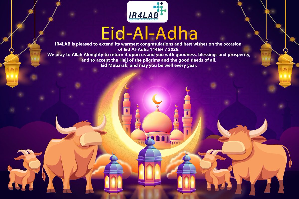IR4Lab's tweet photo. #IR4LAB is pleased to extend its warmest congratulations and best wishes on the occasion of #EidAlAdha 1446H / 2025. We pray to Allah Almighty to return it upon us and you with goodness, blessings and prosperity, and to accept the #Hajj of the pilgrims and the good deeds of all. https://t.co/QqEAx2DSWU