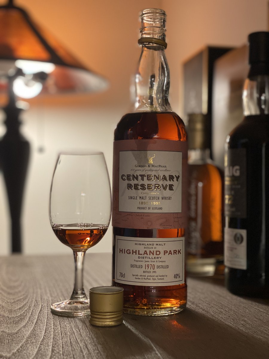 Birthday celebration whisky #3 of 7. A delicious bottling of a 1970 vintage Highland Park single malt scotch, bottled 30 years ago in 1995 by Gordon &amp; MacPhail for their Centenary. Polished and perilously drinkable. Loving the sherry cask influence. Cheers friends.