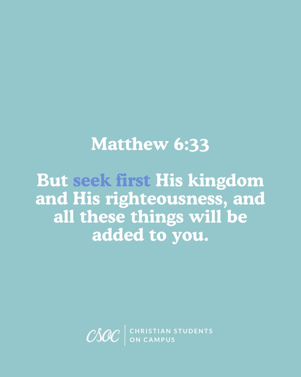 CSOC_TX's tweet photo. How should we spend our time? Matthew 6:33 gently guides us just to seek first His kingdom and all His righteousness, and all else will be added to us. We can spend our time being set and focused on Him, making Him a priority in all that we do!β°
#CSOCTX #Purpos #UT29 https://t.co/EB4A6XXUOZ