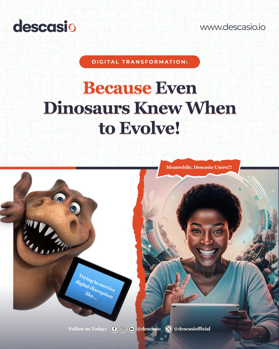 At <a href="/Descasiofficial/">Descasio</a>  , we turn ‘Yikes, our systems are ancient!’ into ‘Wow, we’re tech wizards now!’

Visit descasio.io today!

#Descasio #DigitalTransformation #TechOrExtinct #ByeByeLegacySystems #CloudWizardry #AutomationHumor