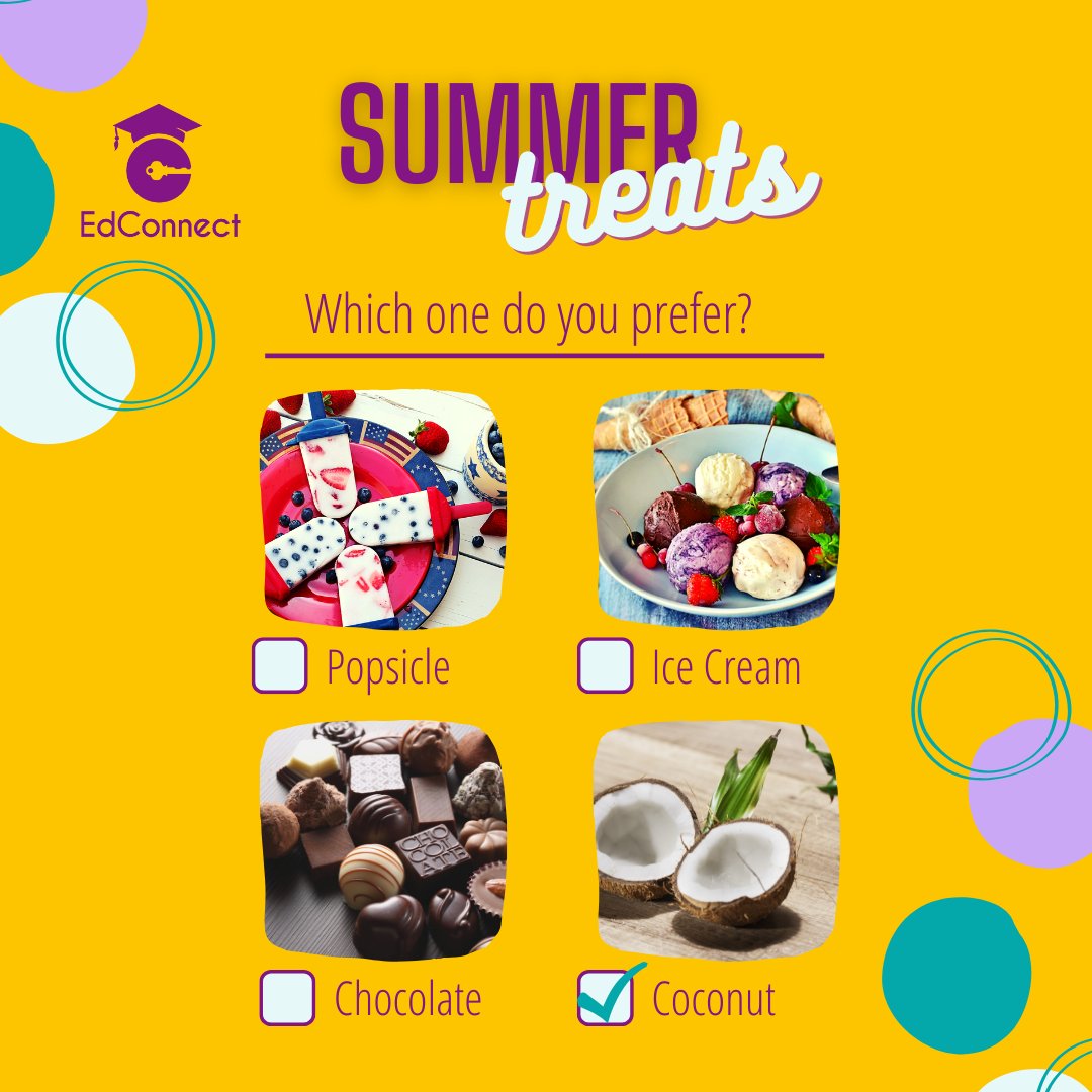 🍦Sweeten Your Summer with EdConnect! Whether it’s popsicles on the porch, fruit salad in the park, or a surprise ice cream run—summer treats are all about joy in the little things. What’s your favorite summer snack? Drop it below! ⬇️ #EdConnectSummer