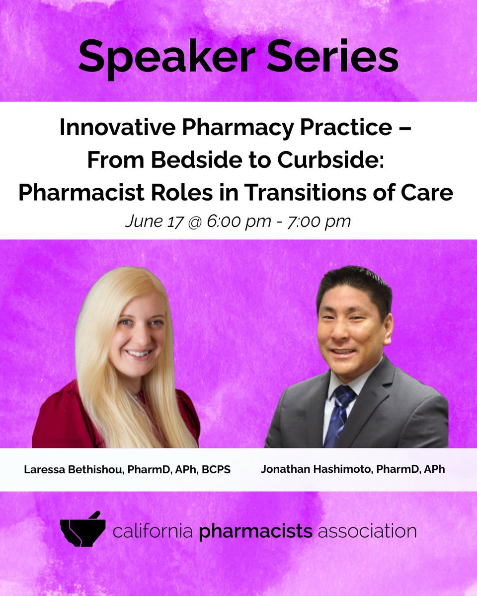 🚨 Upcoming Event | CPhA Speaker Series
Innovative Pharmacy Practice – From Bedside to Curbside: Pharmacist Roles in Transitions of Care
 📅 June 17 | 🕕 6:00 PM – 7:00 PM| 💻 Zoom
Transitions of Care (TOC) are critical points in a patient’s healthcare journey. Join us as we
