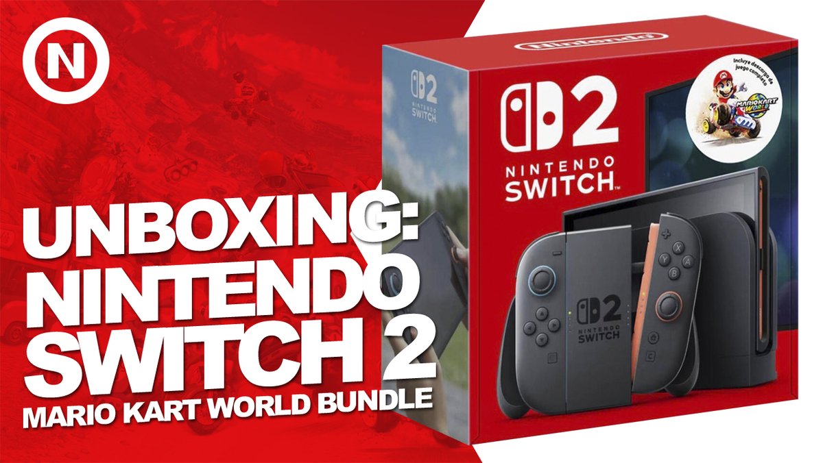 elmundonintendo's tweet photo. UNBOXING: #NintendoSwitch2 🔴 ¡Listo nuestro video con el vistazo a la nueva consola de Nintendo, edición de paquete con #MarioKartWorld! La nueva era de Nintendo comenzó. #MNvideo #MundoNintendo  

▶️ https://t.co/UHXi1udHu0 https://t.co/wgK9TSgJHe