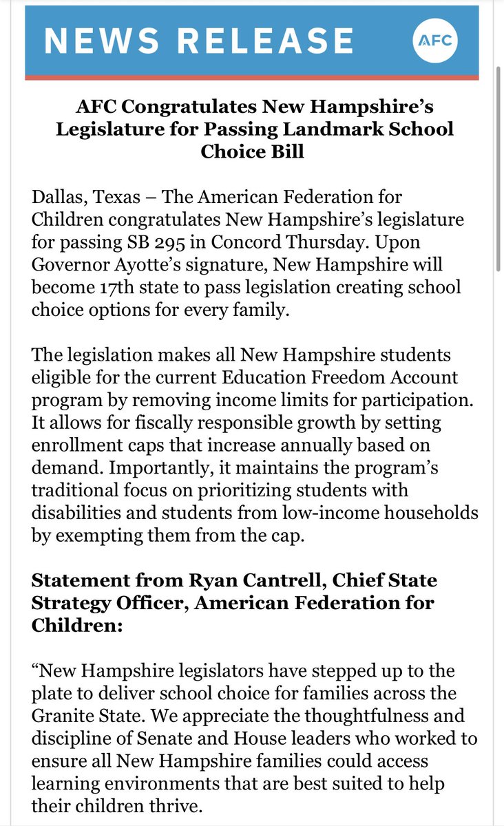 Every family in New Hampshire will have school choice soon!