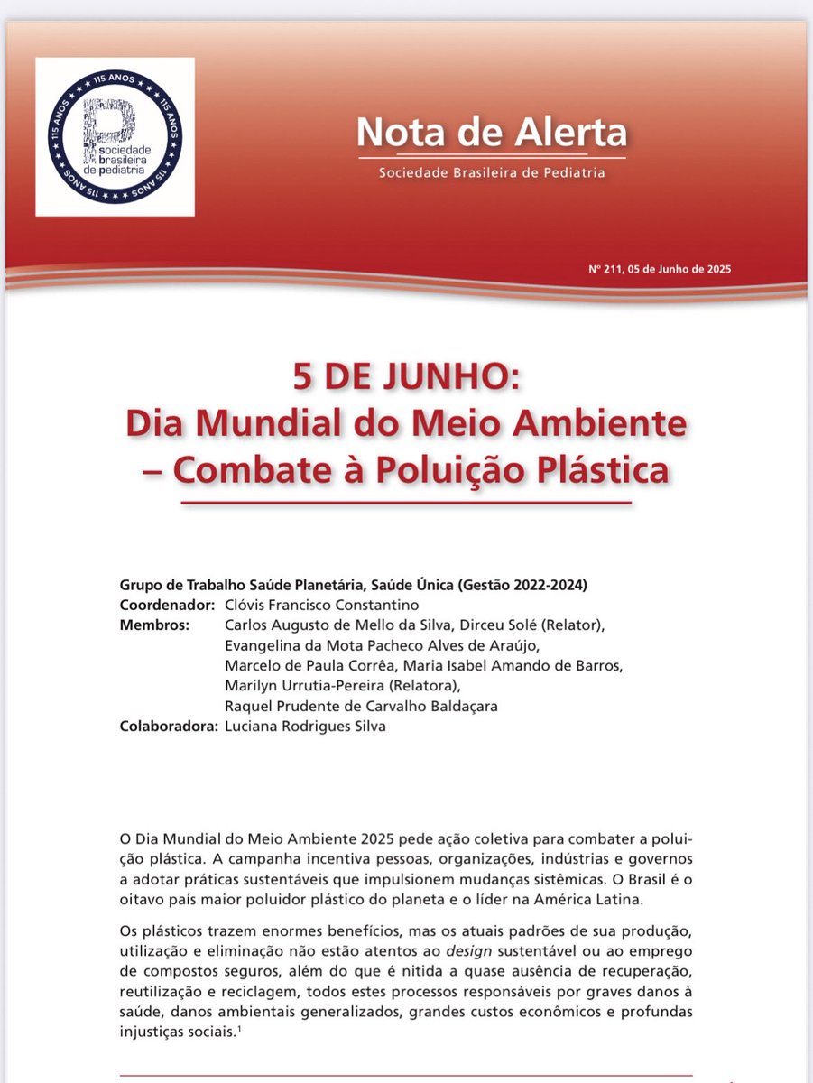 sbp.com.br/fileadmin/user… IMPORTANTE DOCUMENTO EDUCATIVO SOBRE O IMPACTO DIS MICROPLASNA SAÚDE HUMANA @sociedadebrasileiradepediatria Grupo de Trabalho Saúde Planetária/ Saúde Única