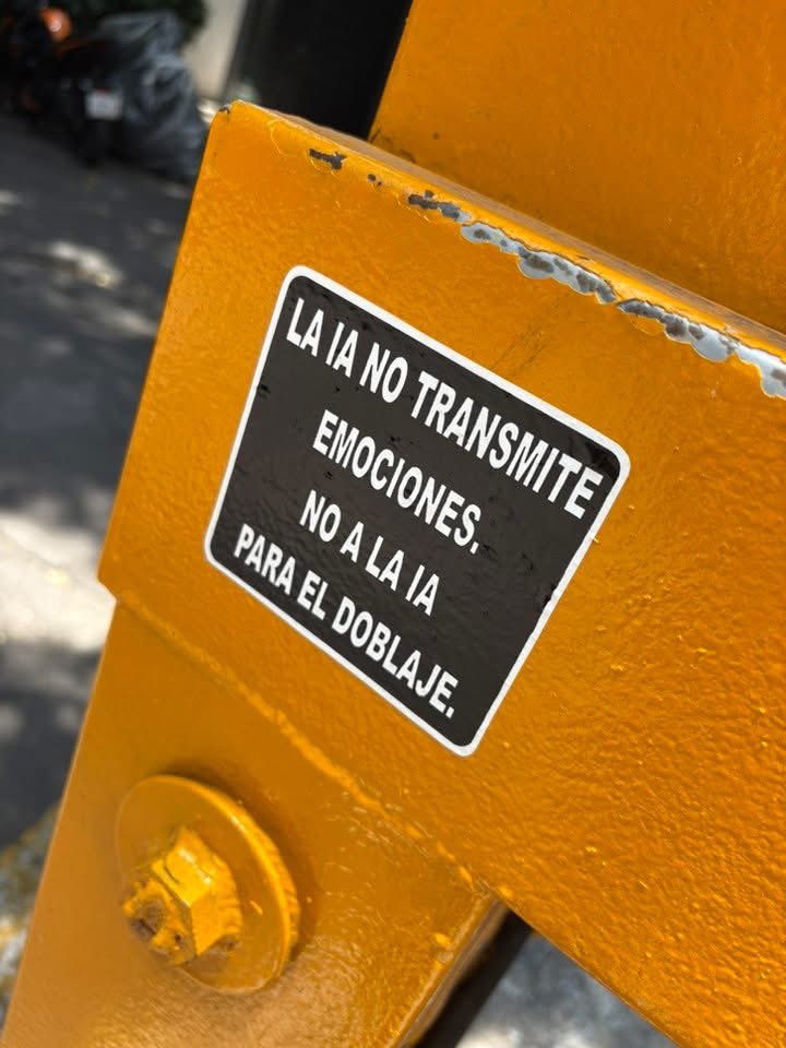 Me encanta la iniciativa de mis compañeros actores de doblaje que están dejando estos mensajes pegados por las calles de la Ciudad de México.
#TAV #DoblajeLatino 
#NoAlDoblajeConIA