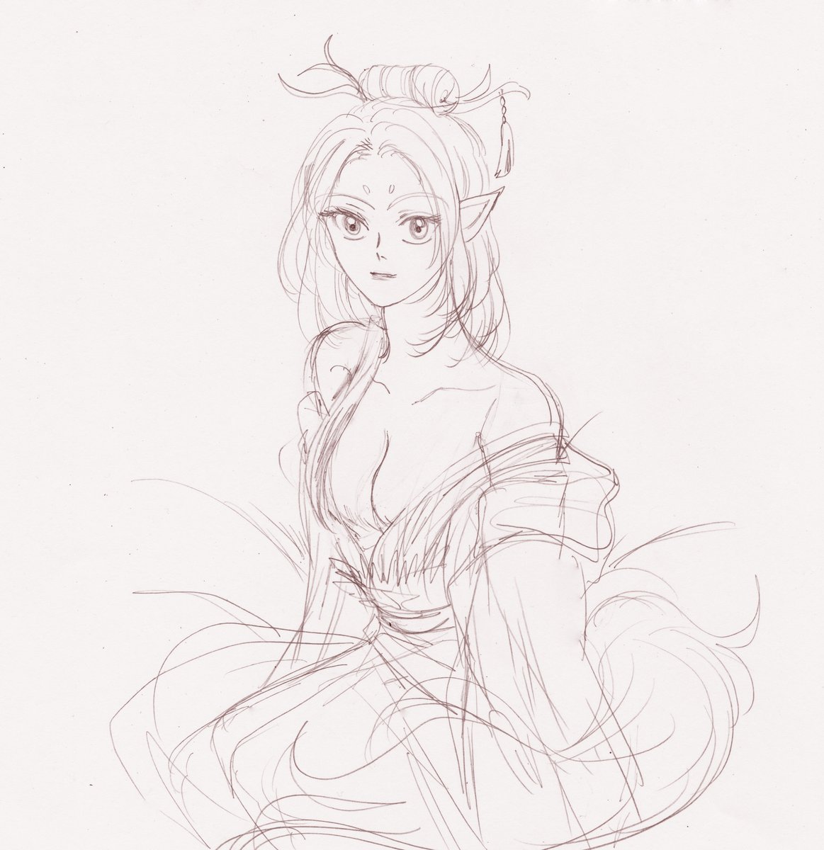 「PingPing fox girl sketch」|Themy|Mys city's writerのイラスト
