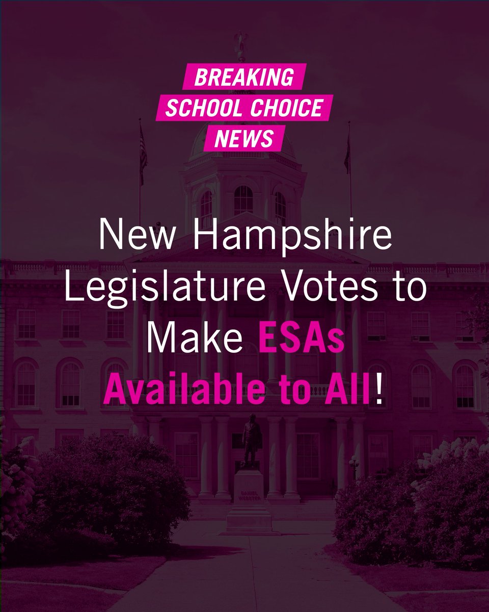 New Hampshire is one step closer and likely to be the 5th state offering true universal education freedom! Now, the bill waits for the governor’s signature ✍️