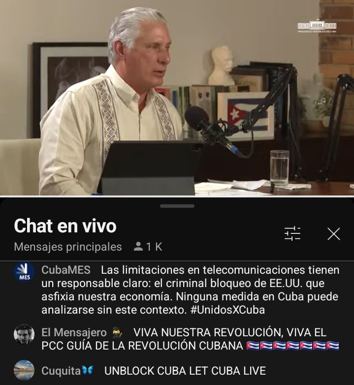 Consulado Cuba-ARG (@consulcuba_arg) on Twitter photo Una vez más, #Cuba demuestra la voluntad de escucha, transparencia y compromiso con el pueblo. Es la #Revolución dialogando con su gente, en un franco acto de democracia real, no la falacia que se nos presenta y se nos quiere imponer.
#JuntosPorCuba 🇨🇺🇨🇺🇨🇺 Una vez más, #Cuba demuestra la voluntad de escucha, transparencia y compromiso con el pueblo. Es la #Revolución dialogando con su gente, en un franco acto de democracia real, no la falacia que se nos presenta y se nos quiere imponer.
#JuntosPorCuba 🇨🇺🇨🇺🇨🇺