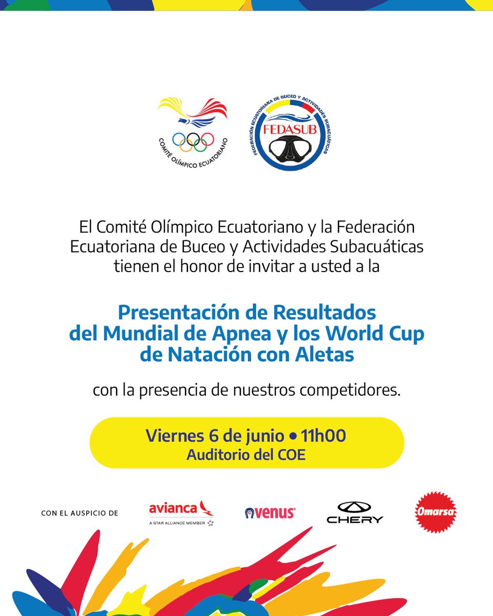 🎥🎤 | Este viernes <a href="/FEDASUB/">FEDASUB</a> brinda una conferencia de prensa para dar a conocer los destacados resultados obtenidos por sus deportistas en diferentes eventos internacionales

#TeamEcuador