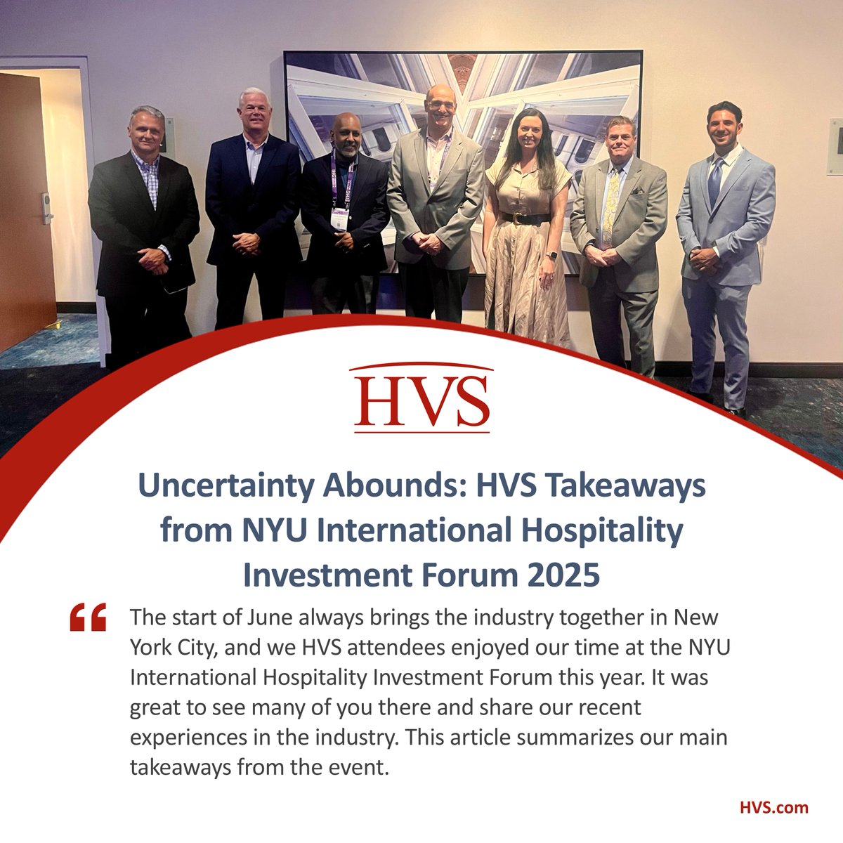 The start of June always brings the industry together in New York City, and this year's HVS attendees greatly enjoyed the <a href="/NYUIHIF/">NYU International Hospitality Investment Forum</a>. This article summarizes our main takeaways from the event.

Read more: hvs.com/article/10184/…

#hvsamericas #hotelindustry #hotelconsulting