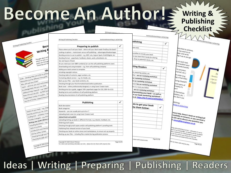 LibraryPlayer's tweet image. Plan to write a book, and unsure what you need to do?
Last month I put together a checklist - keep track of what you need to do - from the start of your idea, publishing and release.
Only £8 and available from my Ko-fi store at: ko-fi.com/s/88f2607a3b
#earlybiz