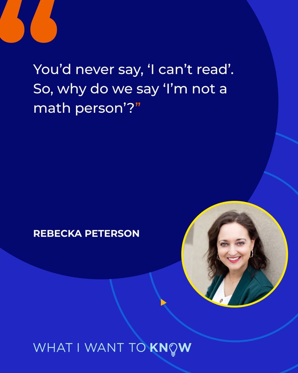 We’d never say “I can’t read” and shrug—so why do we accept “I’m not a math person”?

Rebecka Peterson says the problem isn’t ability. It’s how we teach it—and how we show up.

Full convo: youtu.be/gJSDwPtVJ84
#MathMindset #WhatIWantToKnow #RebeckaPeterson