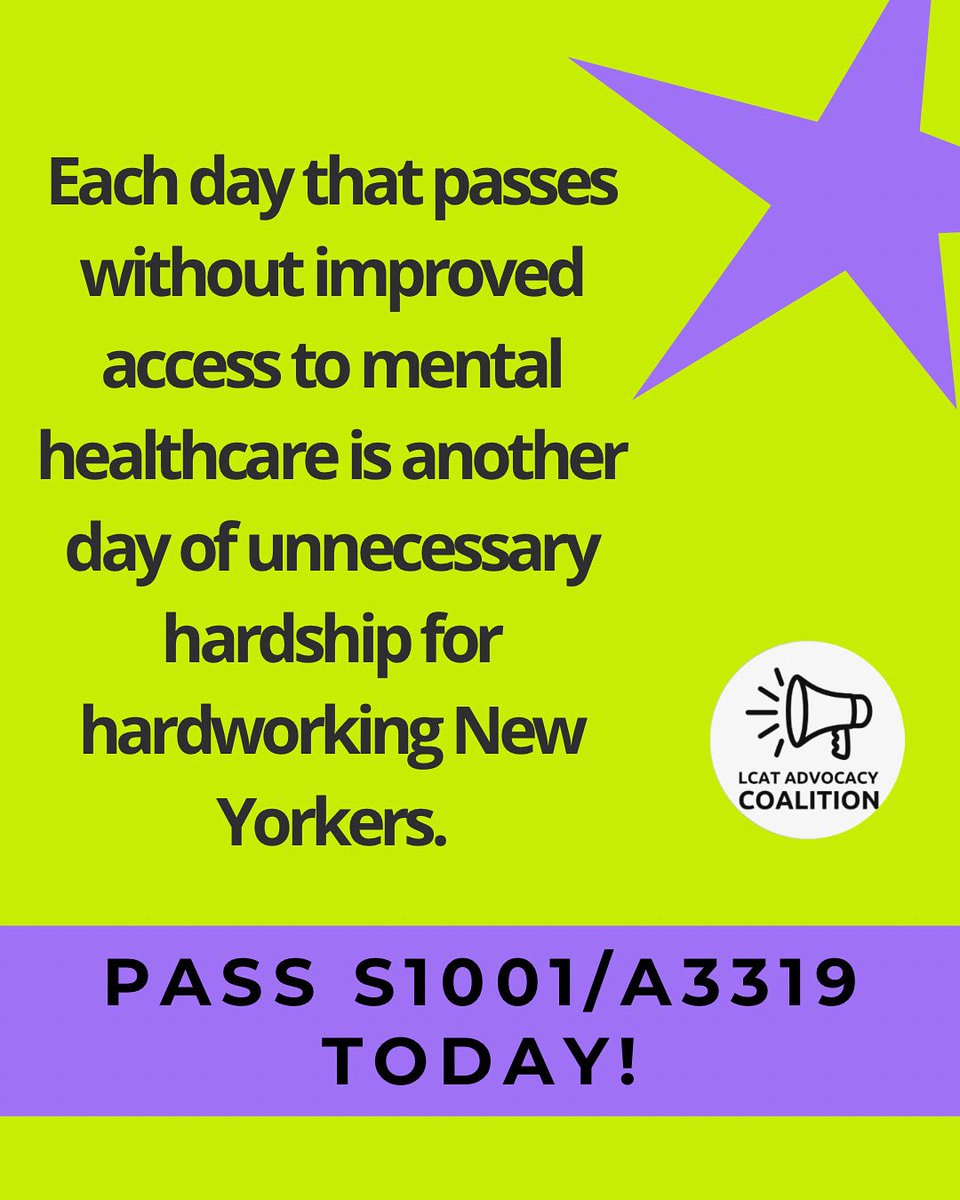 LCATadvocacy's tweet image. Pass S1001 on the Senate floor today & give NYers the affordable mental healthcare options they desperately need!
@SenatorBrouk @HarryBBronson @1199SEIU @DC37nyc @_northernrivers