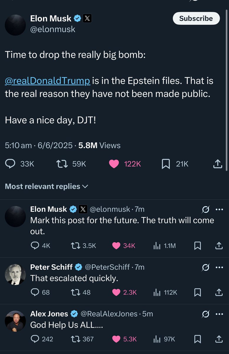 ❤️💛💚💙

🚨 BREAKING: Elon Musk confirms Donald Trump in the Epstein Files.

They are both publicly fighting as ex-lovers.