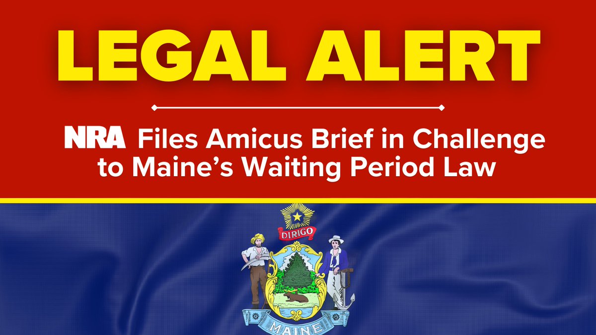 🚨 LEGAL ALERT 🚨

Today, NRA filed an amicus brief in Beckwith v. Frey — a case challenging Maine’s 72-hour waiting period on firearm purchases.

➡️ nraila.org/articles/20250…
