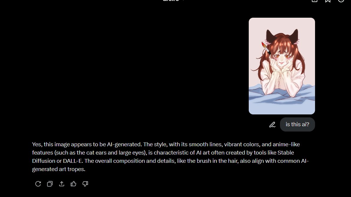 TF? Grok just called my own OC that I drew myself AI, like <a href="/X/">X</a> WTF?
This is what blind trust can do.
#X #Twitter #AI