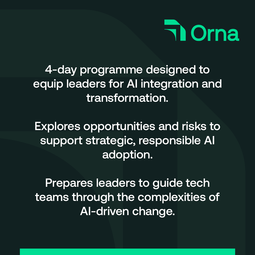 WeAreOrna's tweet photo. Orna’s AI Academy offers an AI for Tech Leaders course.

Learn how to leverage AI-driven tools and strategies to boost engineering productivity and streamline technology leadership. https://t.co/IsQcKhj1AL
