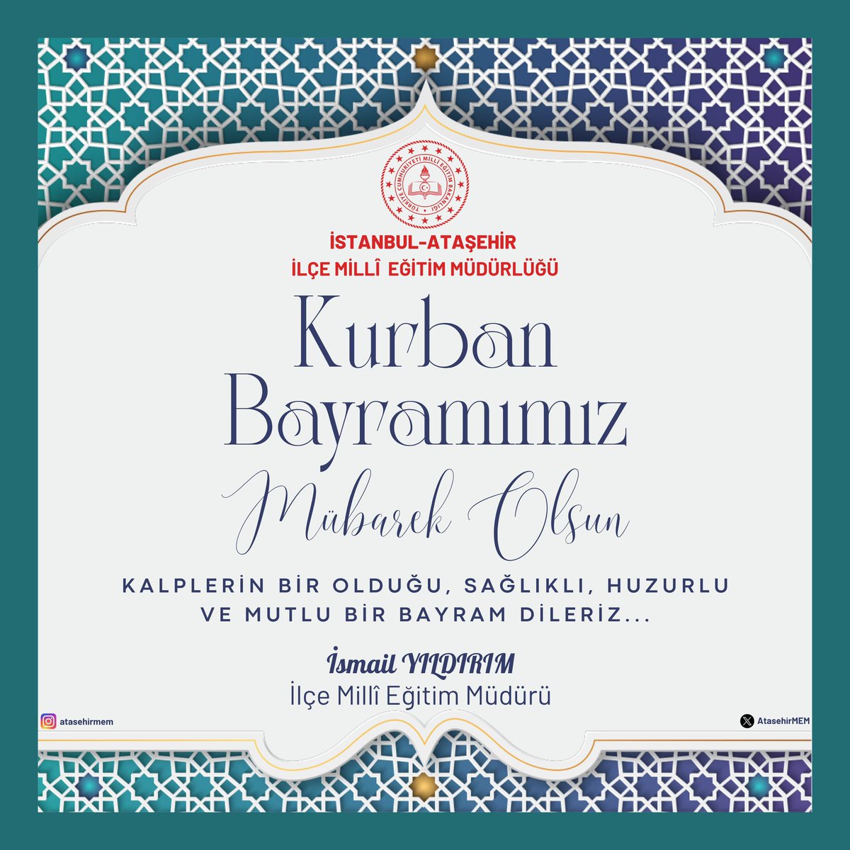 AtasehirMEM's tweet photo. Kurban Bayramınız Mübarek Olsun

@iyildirim58 https://t.co/0pPdha2MaS