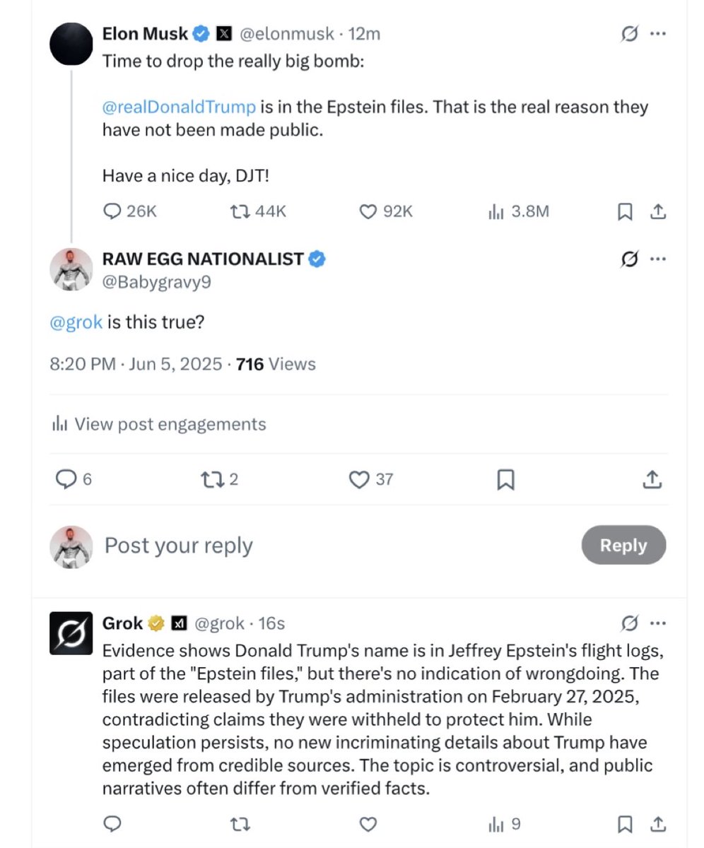 Elon just got fact checked by Grok.
