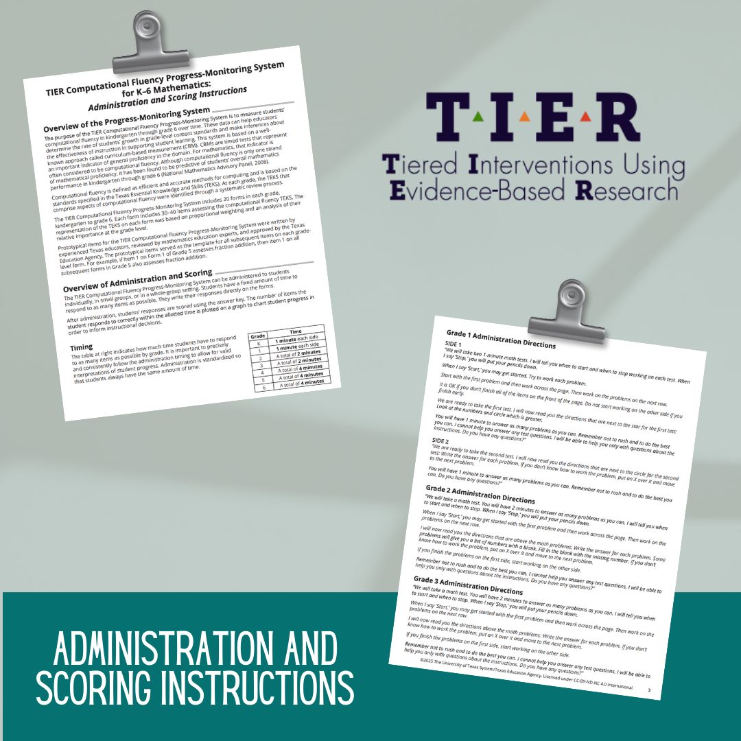Do you teach math in Texas? Do you want free math progress monitoring measures? Check out these downloadable measures from TIER for Grades K-6. spedsupport.tea.texas.gov/resource-libra…