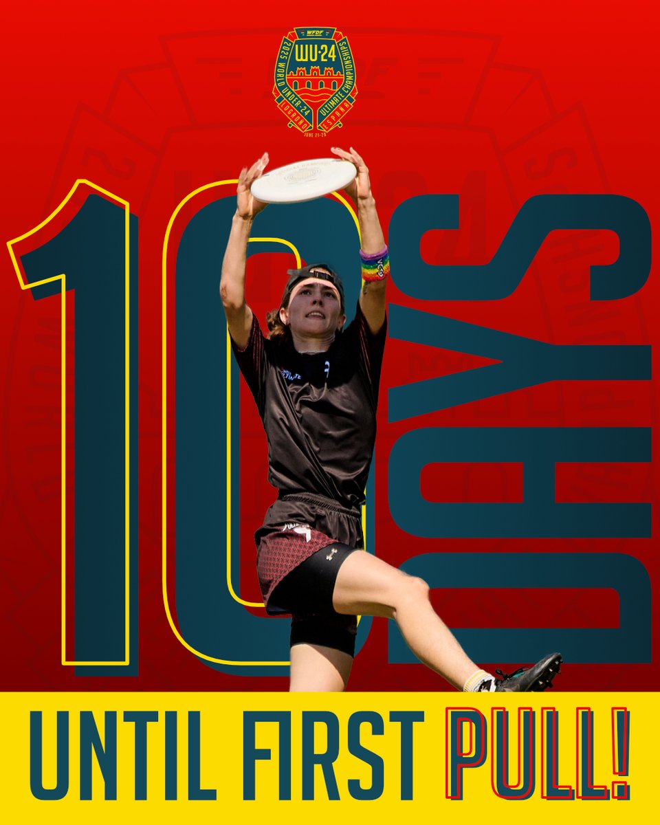 10 DAYS TO GO!
Just 10 days until the world’s best young Ultimate players land in Logroño!
Whether you’re competing, volunteering, or watching from the sidelines let’s make this a championship to remember. 📷
.
.
#2025wu24
#wu24
#wfdf
#worldflyingdisc
#wfdfevents
#RoadToLogrono