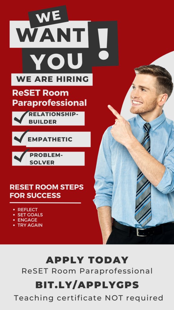 Gothenburg Schools (@gburgswedes) on Twitter photo 🚨 We're Hiring! ReSET Room Paraprofessional 🚨
🌟Help students reset, refocus, and re-engage! 🌟
For a job description, visit: bit.ly/ReSETpara
To apply, visit: bit.ly/applyGPS
💬 Questions? Contact: Mrs. Josie Floyd (josie.floyd@goswedes.org) 🚨 We're Hiring! ReSET Room Paraprofessional 🚨
🌟Help students reset, refocus, and re-engage! 🌟
For a job description, visit: bit.ly/ReSETpara
To apply, visit: bit.ly/applyGPS
💬 Questions? Contact: Mrs. Josie Floyd (josie.floyd@goswedes.org)