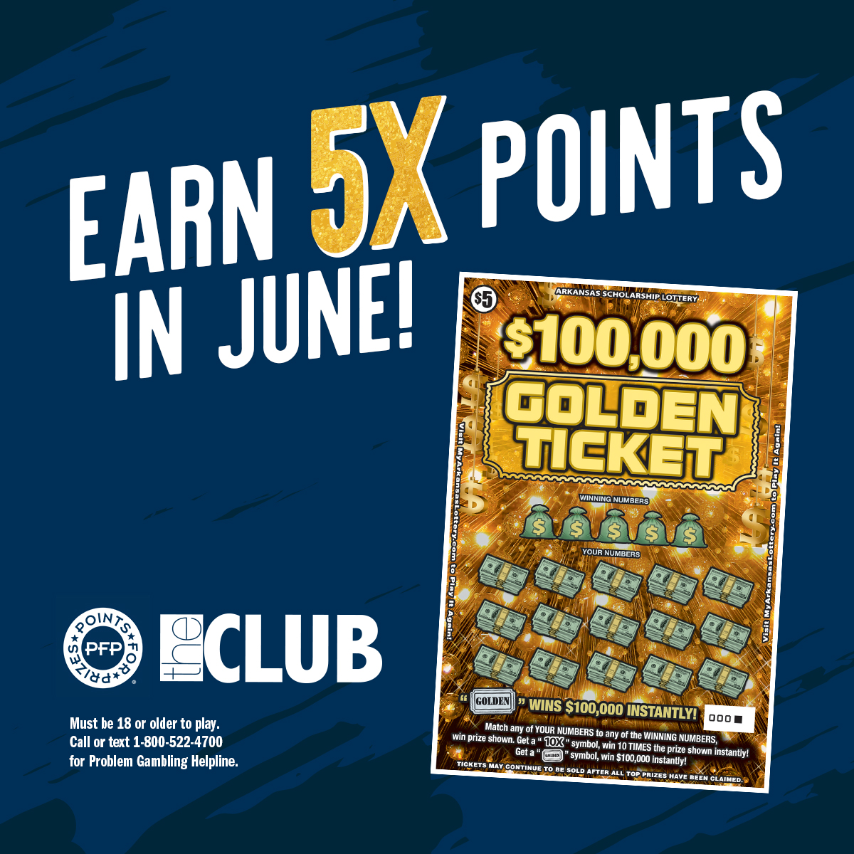 It's a GOLDEN opportunity to earn 5X REWARDS on your non-winning $100,000 Golden Tickets. ✨ Club members, happy earning. #ThisIsWinning