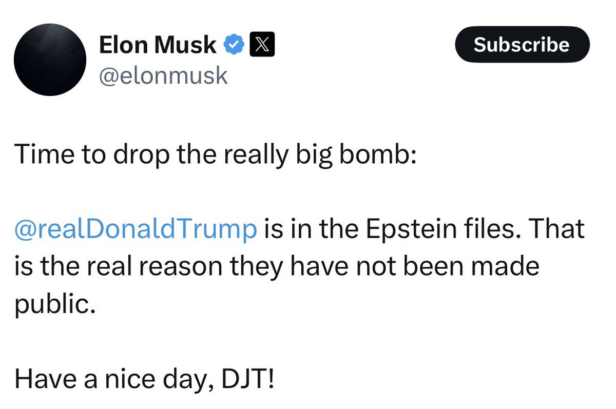 O sea digamos, Elon Musk trabajó con Donald Trump a sabiendas de que se iba a una isla del Caribe a participar de orgías con prostitución contratada incluyendo menores y trata de personas? No puede ser, Elon.