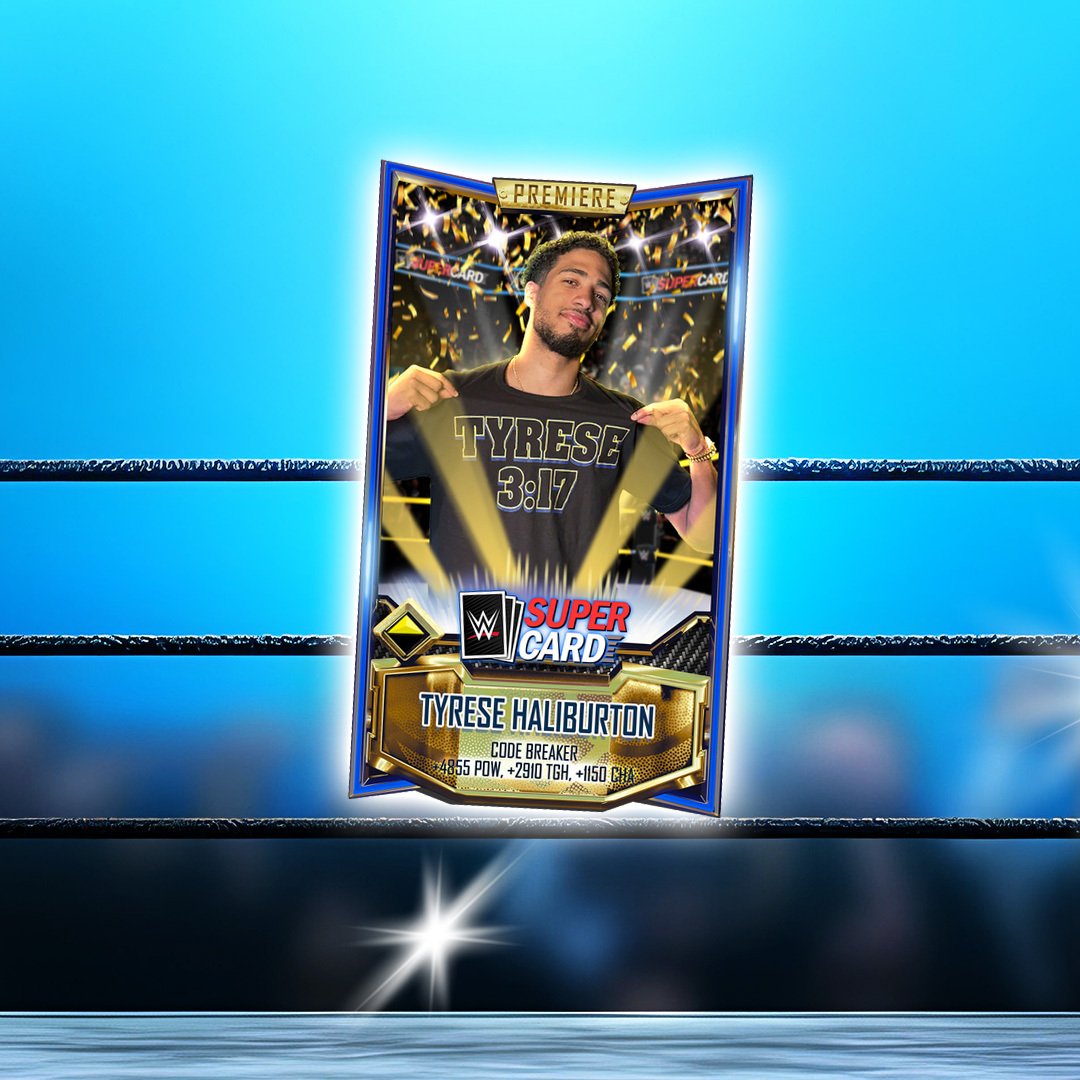 NBA Superstar Tyrese Haliburton has entered the squared circle with a new Premiere SE card! Find Hali on the Draft Board (limit 1) as well as in various packs, available now.