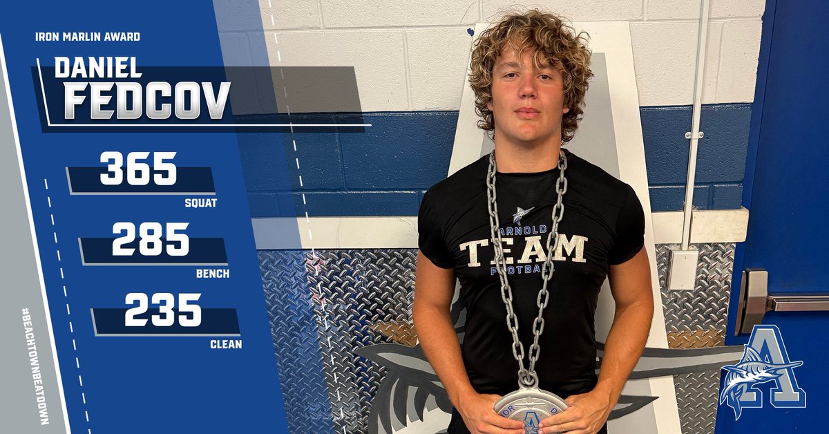 🏆 IRON MARLIN ALERT 🏆
Congrats to Daniel Fedcov (C/O 2026) for earning this week’s Iron Marlin award! 💪
Fedcov dominated Toughness Thursday, showing grit, strength, and relentless effort in the weight room.
Big things ahead for this OL beast! 🔥 #IronMarlin #ToughnessThursday