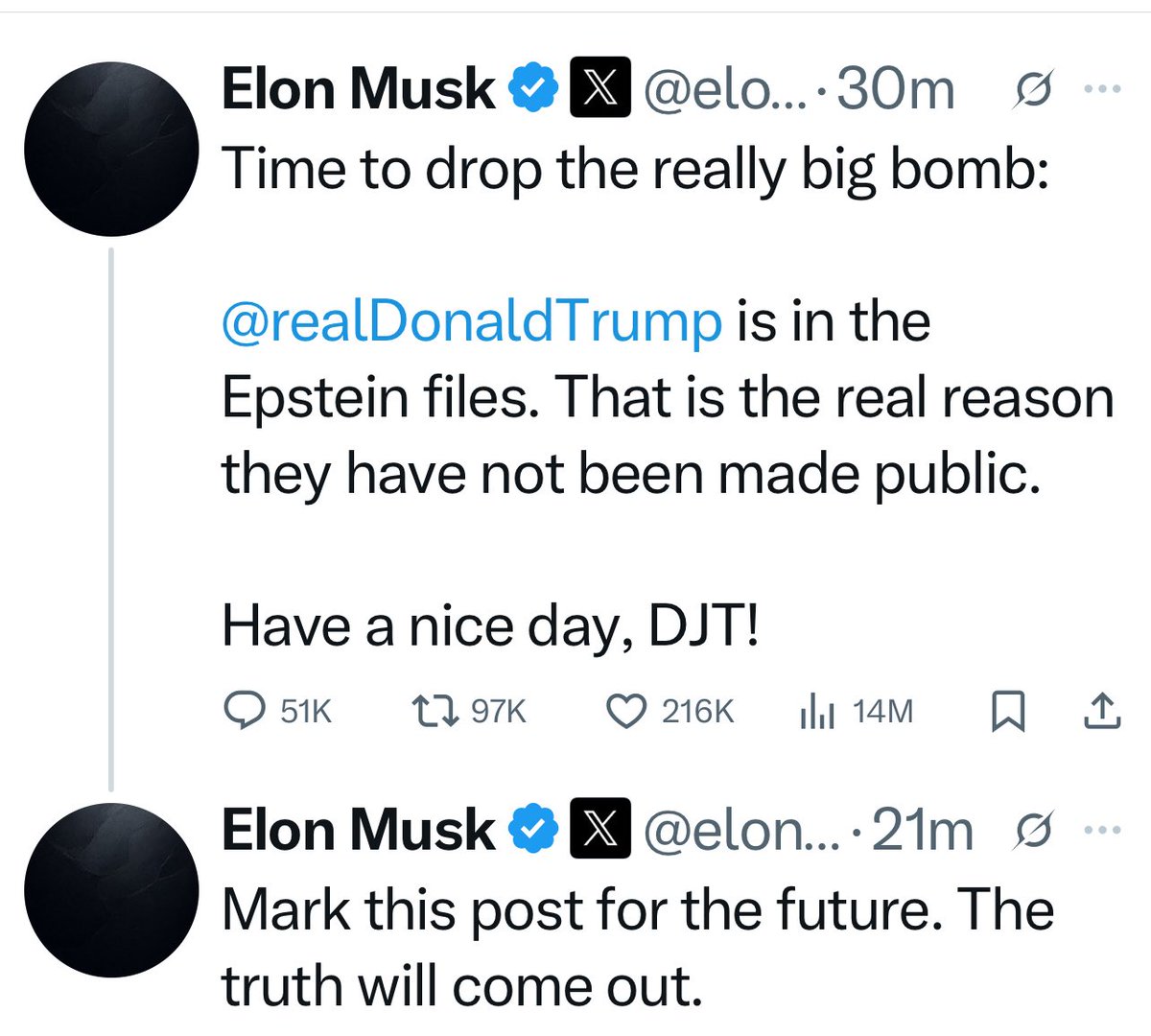 Marekwalkuski's tweet photo. Konflikt pomiędzy Donaldem Trumpem a Elonem Muskiem wymknął się spod kontroli. Trump grozi Muskowi odebraniem kontraktów rządowych. Musk odpowiada, że nazwisko Trumpa znajduje się w aktach pedofila Jeffrey Epsteina. @PR24_pl https://t.co/rnPbOfZwMW