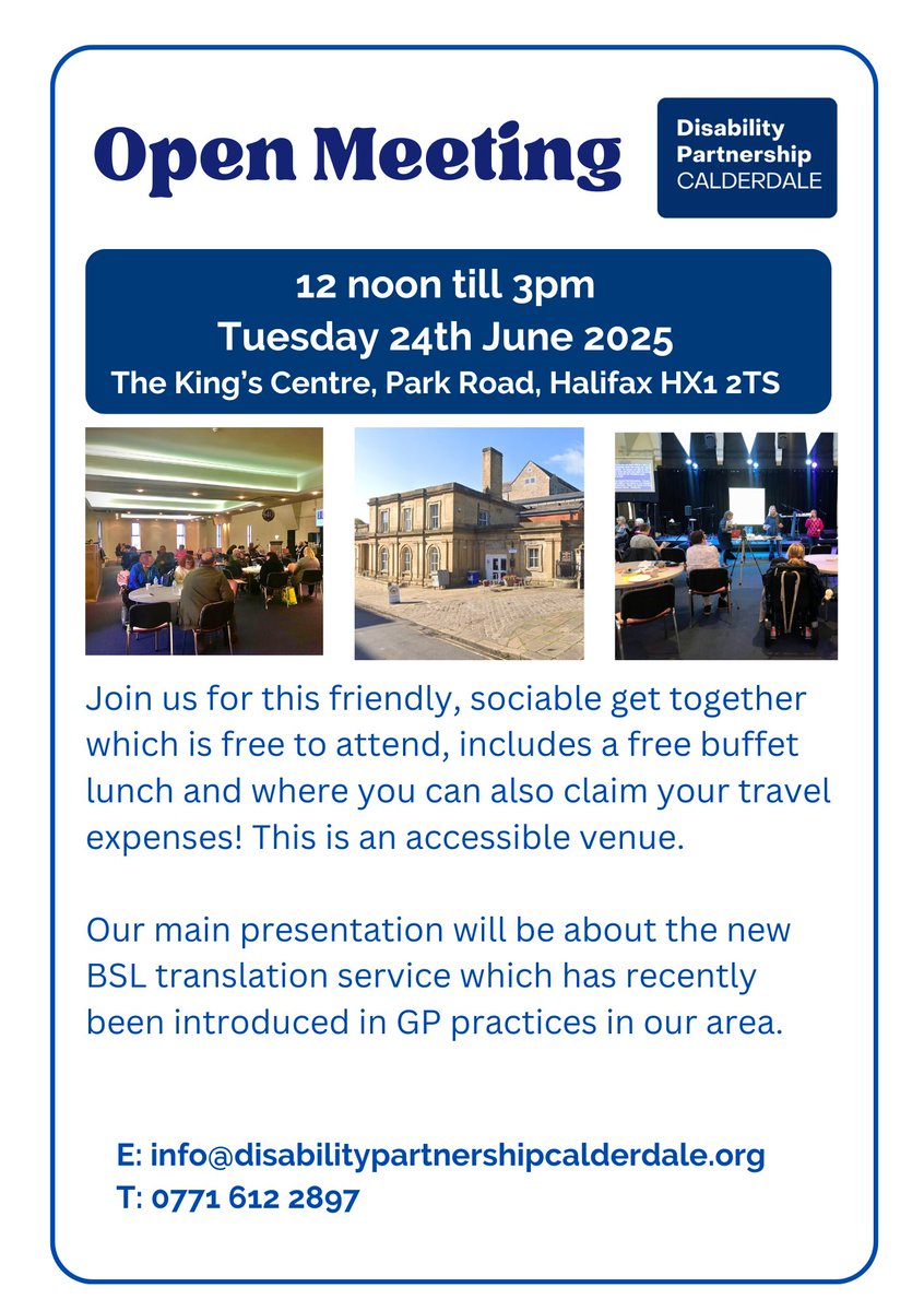 Come along to our next meeting at the accessible King’s Centre in Halifax for a free buffet, chance to socialise and a couple of topical presentations. All are welcome!