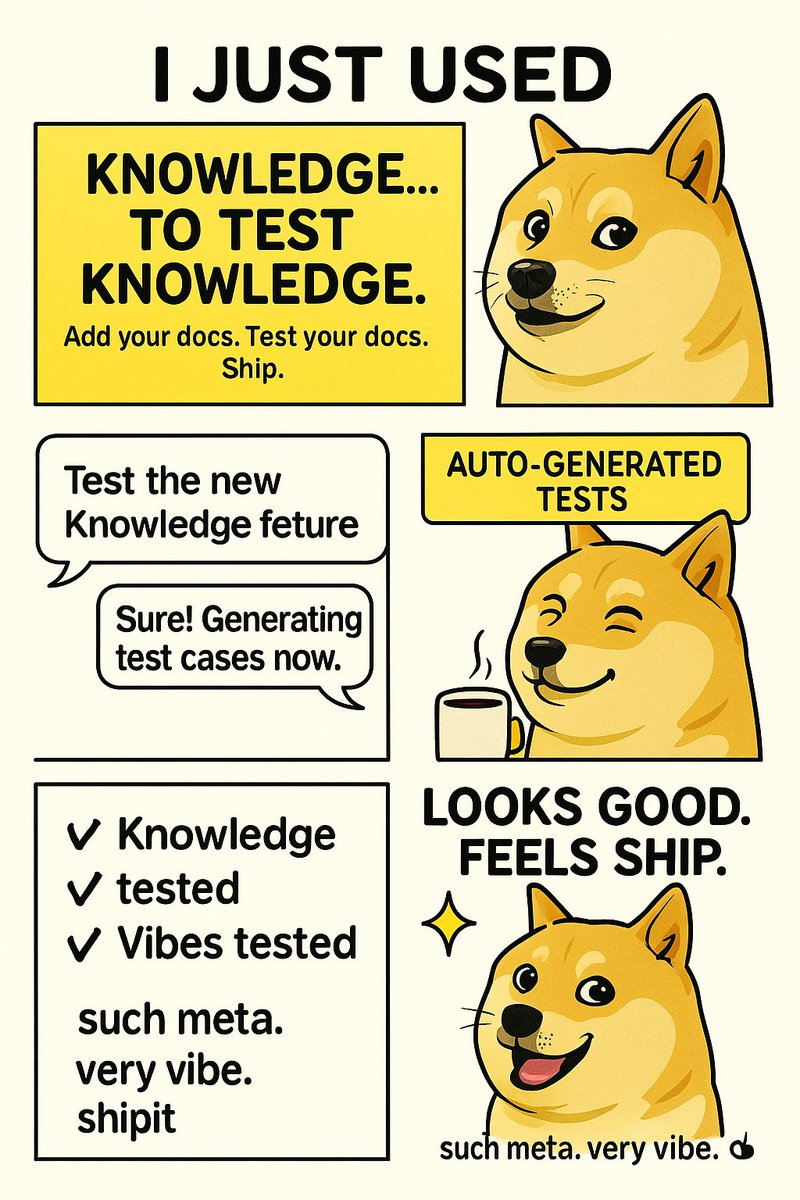 Albinekb's tweet photo. I just used our new Knowledge feature…

to generate tests for the Knowledge feature.

Shipped today — with full test coverage, just by typing two chat messages. Vibe testing is here ⚡️@getqatech

How it works ↓ in comments 🧵 https://t.co/MnM5JiJ6YW