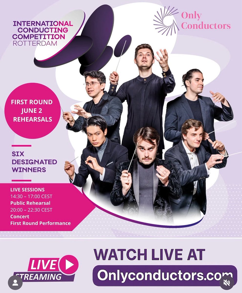 This weekend, I am in the jury of the International Conducting Competition in Rotterdam, with 6 candidates and no less than 32 jurors, including Eric Whitacre, Otto Tausk, Ed Spanjaard, Roberta Alexander &amp; Brett Dean. Looking forward! 👍🎻🥇👀🎼🎺🎵
