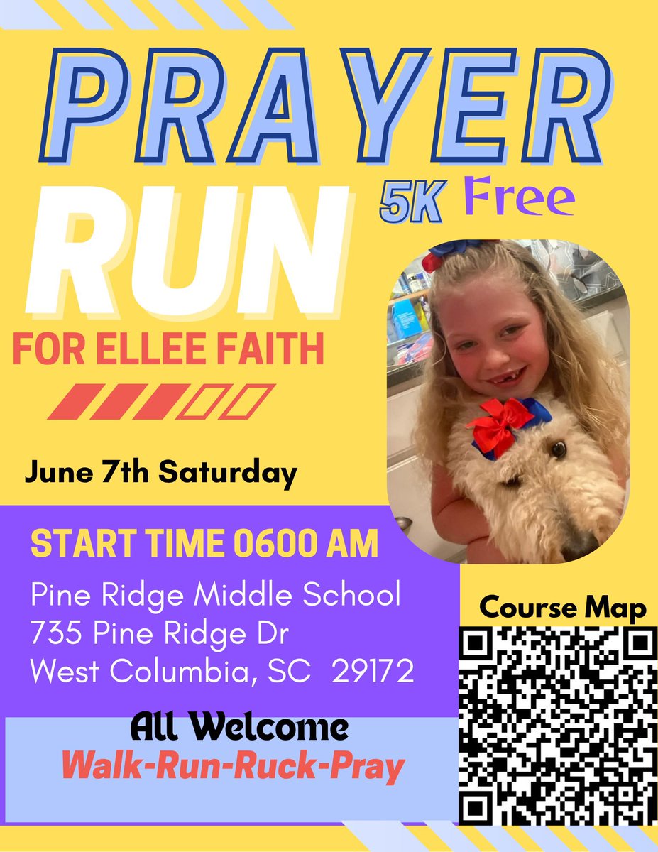 Continued prayers are the best thing you can do for my niece right now 

If you are able, we are doing a prayer run/walk for Ellee Faith this Saturday at 6 am 

Pine ridge middle school at 0600

We have also set up a go fund me to support in the medical expenses