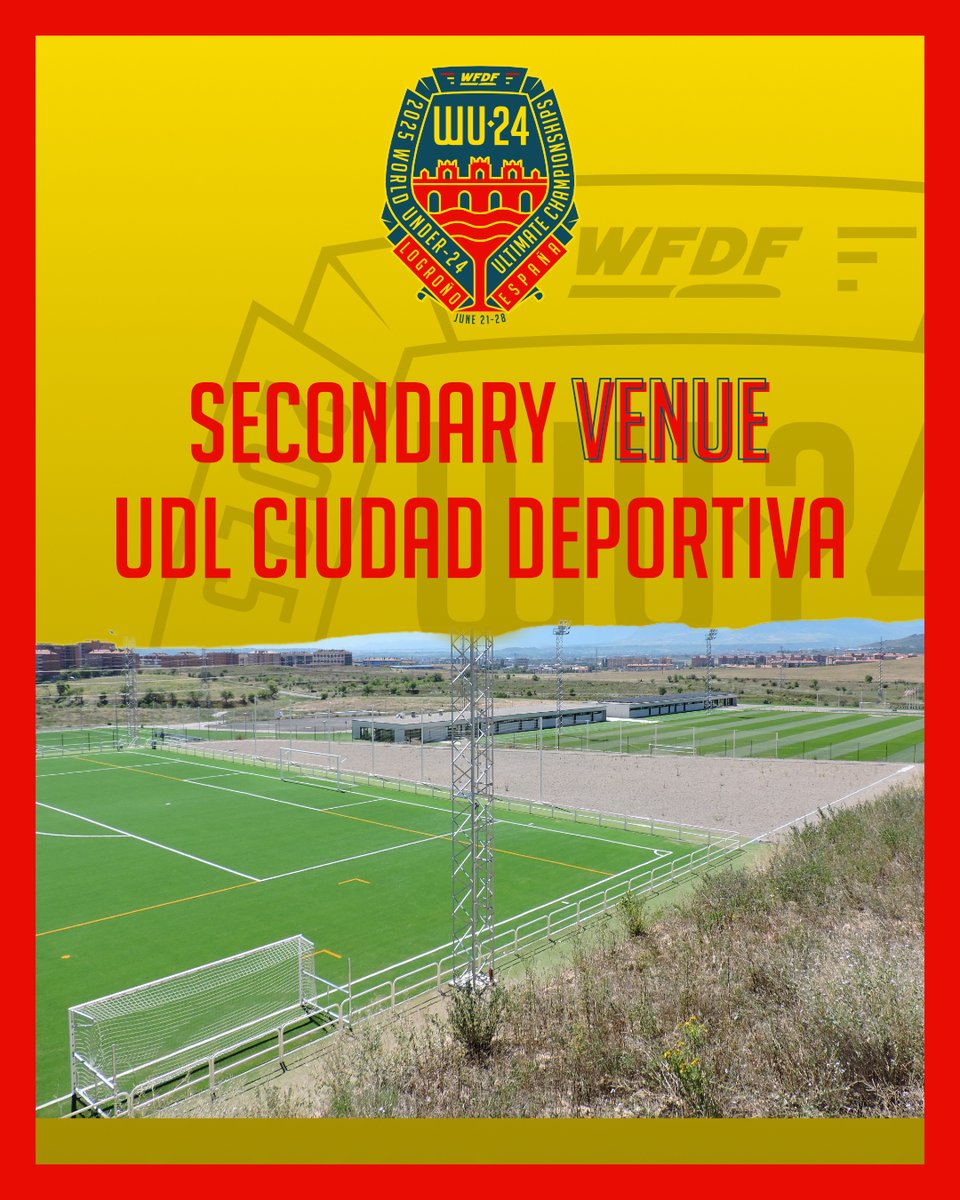 Say hello to our secondary venue: Sports Center UDL.
With 5 pristine fields (natural &amp; artificial turf) and top-notch facilities made for high-level Ultimate, UDL is ready to back up the action alongside our main venue.
.
#2025wu24
#wu24
#wfdf
#worldflyingdisc
#wfdfevents