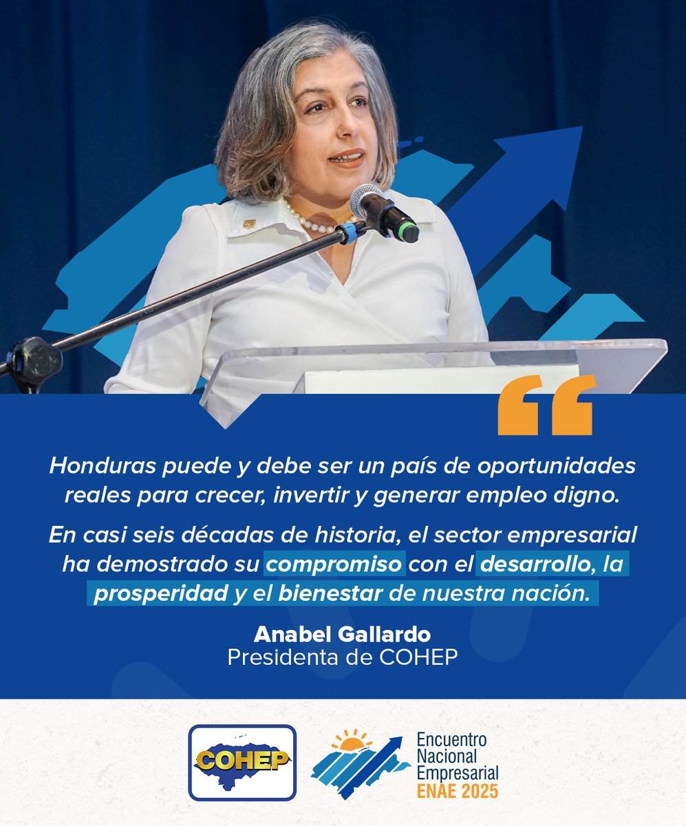 COHEPHonduras's tweet photo. El desarrollo sostenible de #Honduras depende de un entorno que fomente oportunidades reales para crecer, invertir y crear empleo digno para todos. 🤝🇭🇳 #ENAE2025 @PresidenteCOHEP
#MasEmpleo #MasInversion https://t.co/9sQc0pJOMk